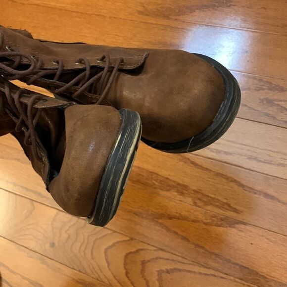 Size 10 Lace up (side zippers) brown work boots with flannel lining NWOT - Picture 4 of 9